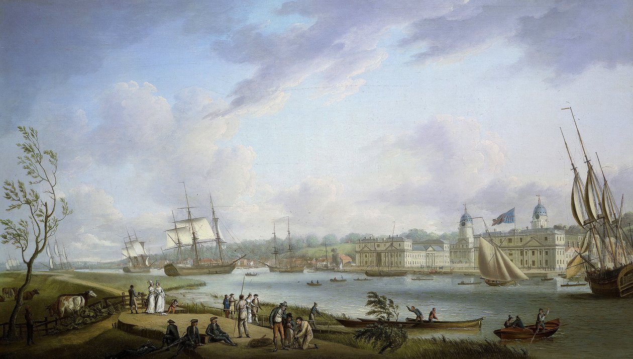 View of Greenwich, description of the Thames and activities on its banks by Robert Dodd