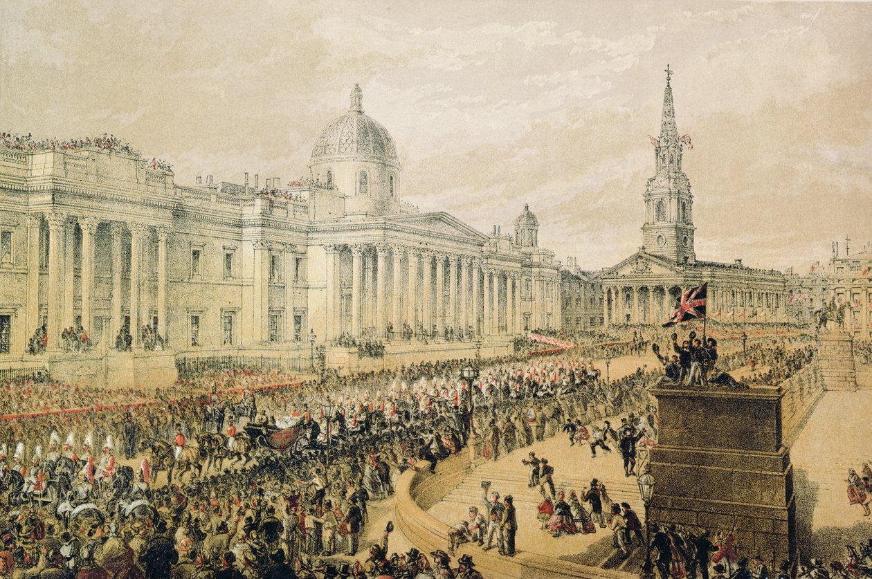 Wedding Procession of Edward Prince of Wales and Princess Alexandra at Trafalgar Square by Robert Dudley