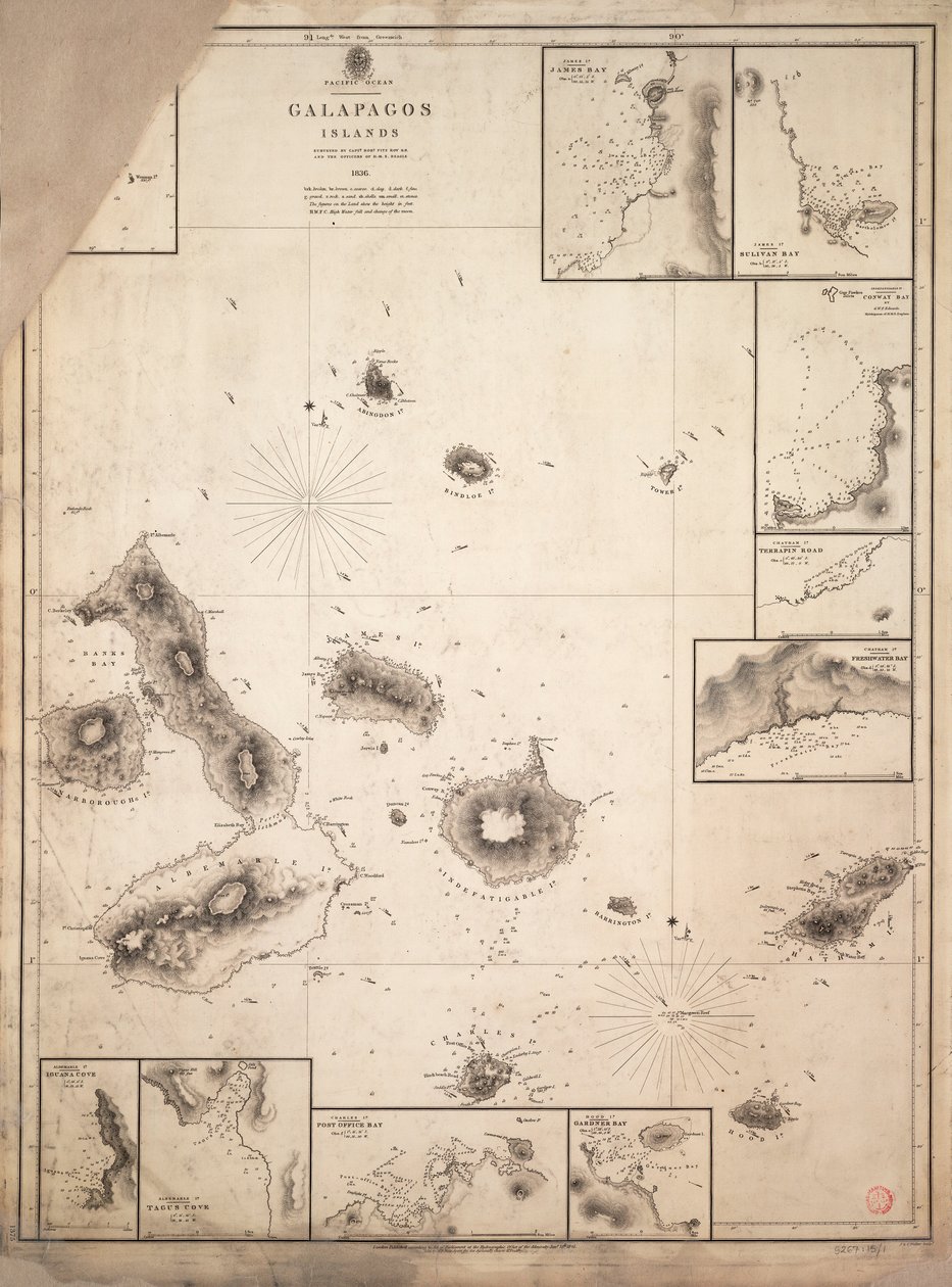 Chart of Galapagos Islands Surveyed During Voyage of HMS 