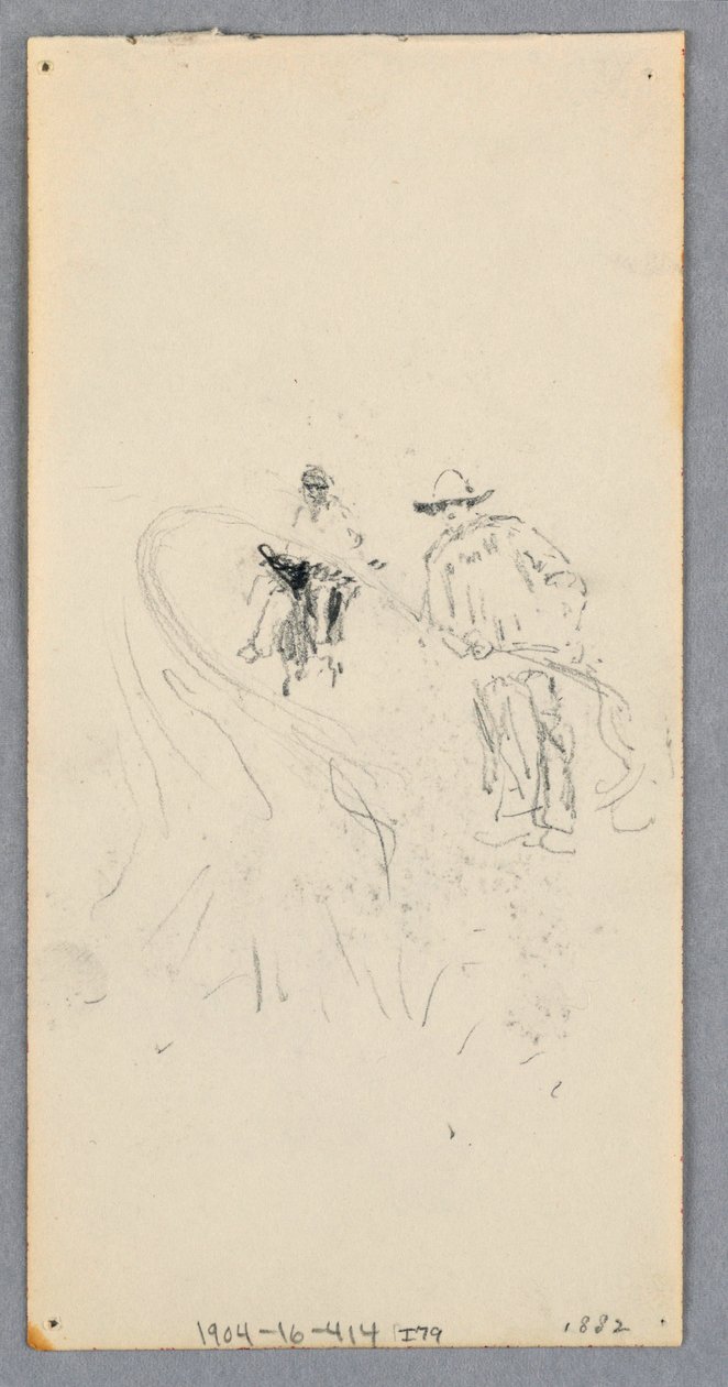 Exterior Wall: Bay, Balcony, and Cornice (recto); Two Figures and Unidentified Lines (verso), 1882 by Robert Frederick Blum