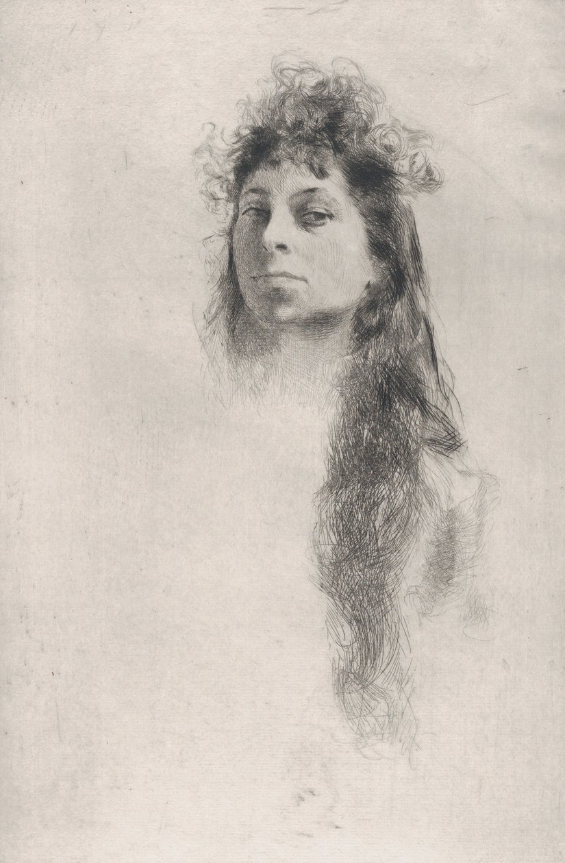 Head of a Girl with Long Hair by Robert Frederick Blum