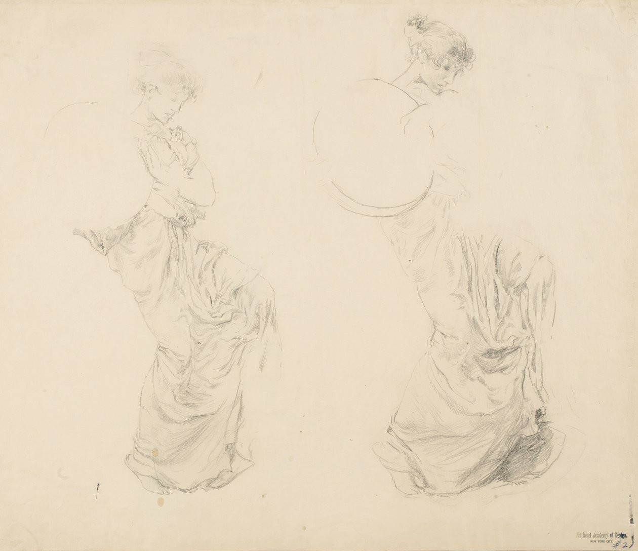 Study of Two Female Figures for Moods to Music Mural by Robert Frederick Blum