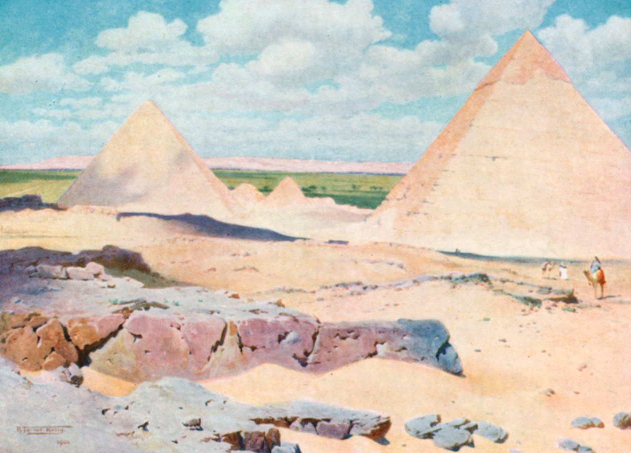 The Pyramids of Gizeh from the Desert by Robert George Talbot Kelly