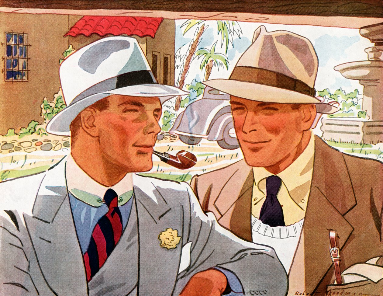 Two Very Fashionable Men in Suits and Hats by Robert Goodman