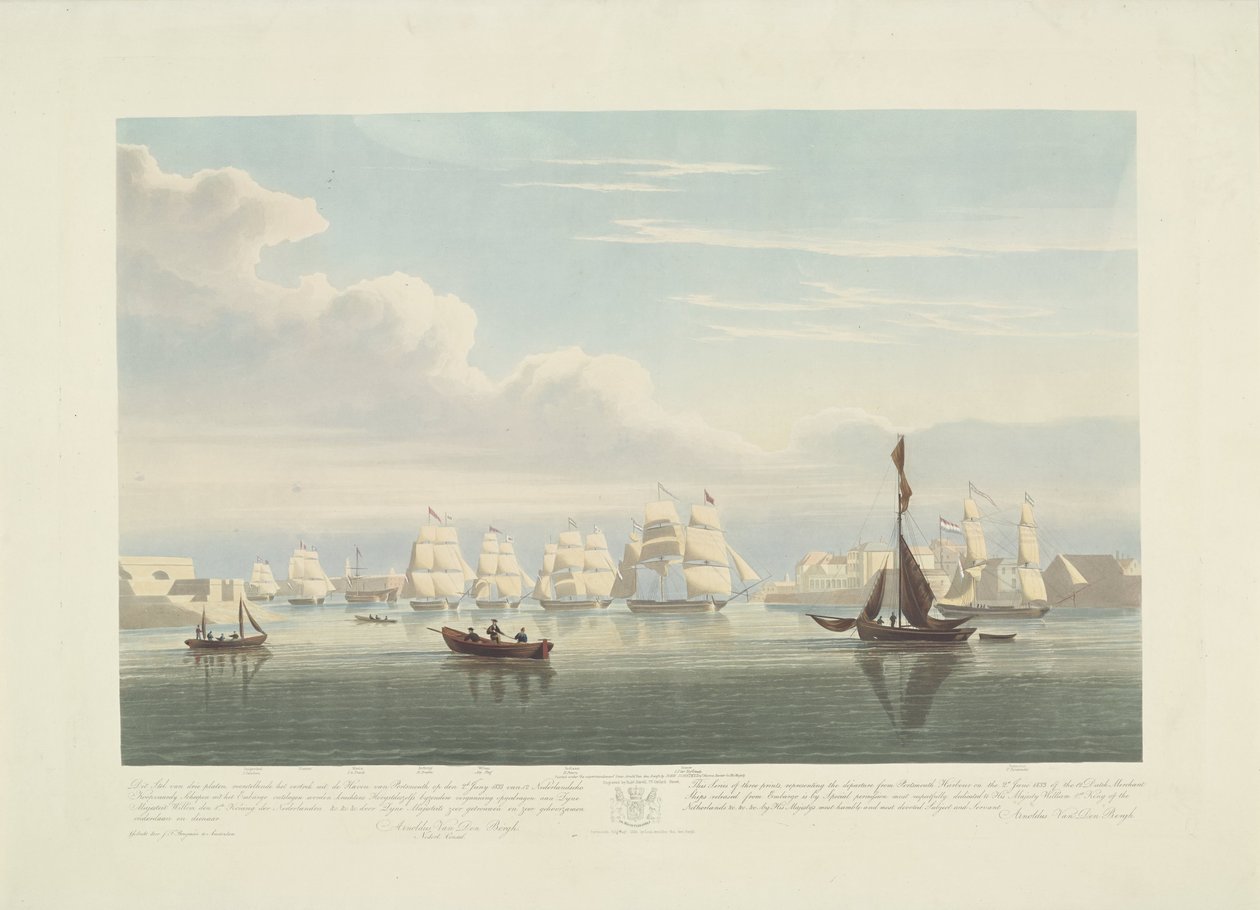 Departure of Twelve Dutch Merchant Ships from the Port of Portsmouth, 1833 (Plate 1) by Robert Havell (II)
