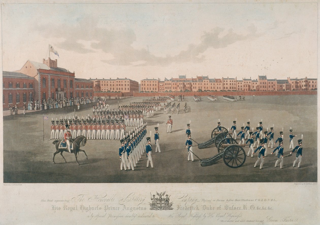 Scene of Honourable Artillery Company, City Road, Finsbury, Islington, London by Robert Havell