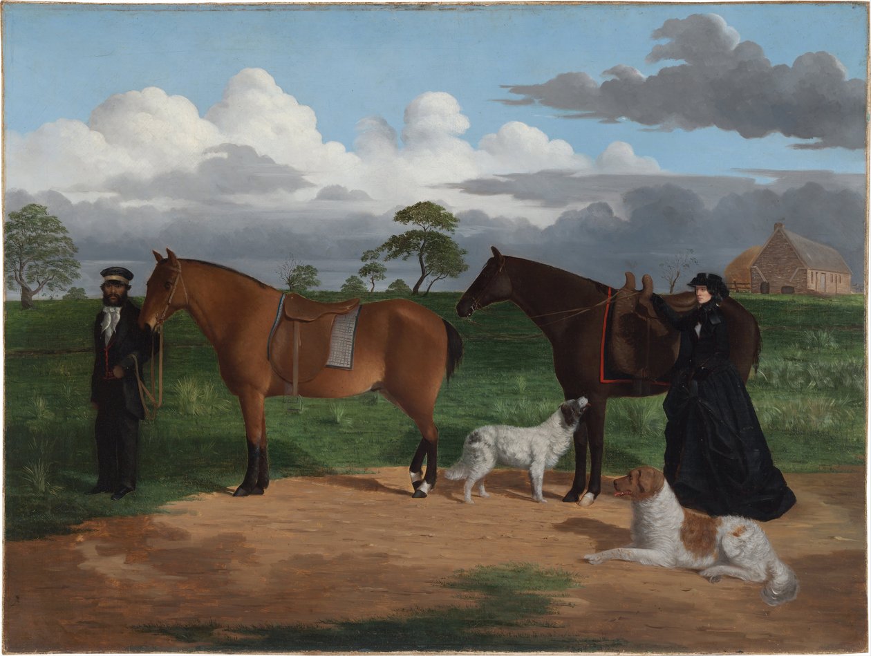 Mrs Adolphus Sceales with Black Jimmie on Merrang Station by Robert Hawker Dowling