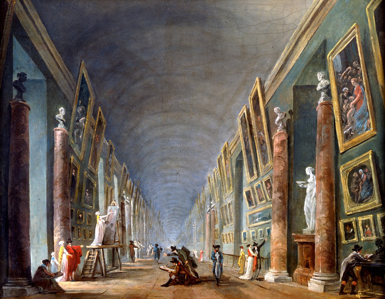 The Grand Gallery, Louvre, Paris by Robert Hubert