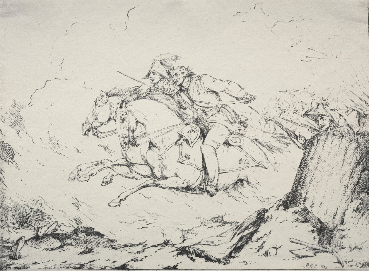 Specimens of Polyautography: Cavalry Charge by Robert Kerr Porter