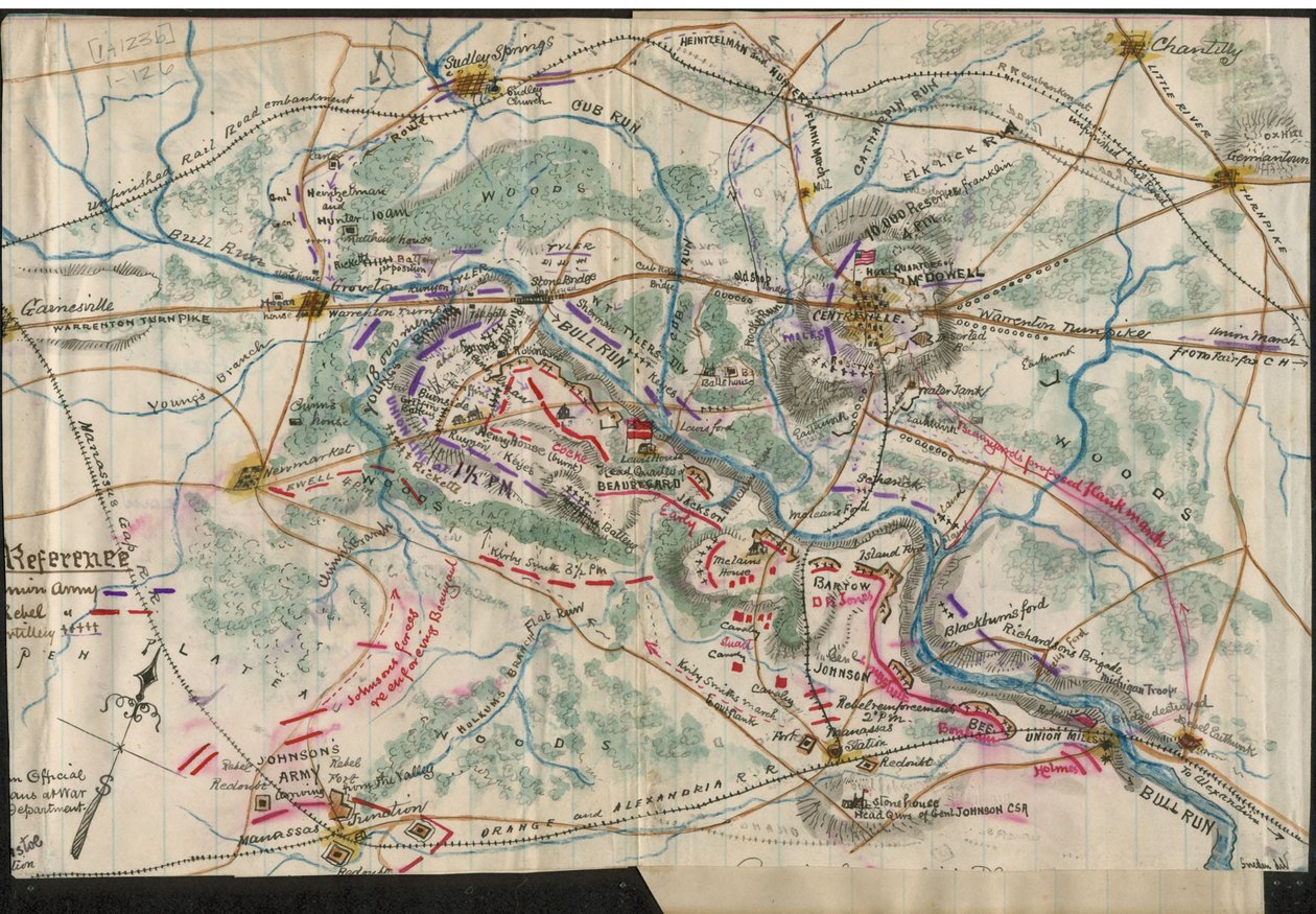 Map of the First Battle of Bull Run by Robert Knox Sneden