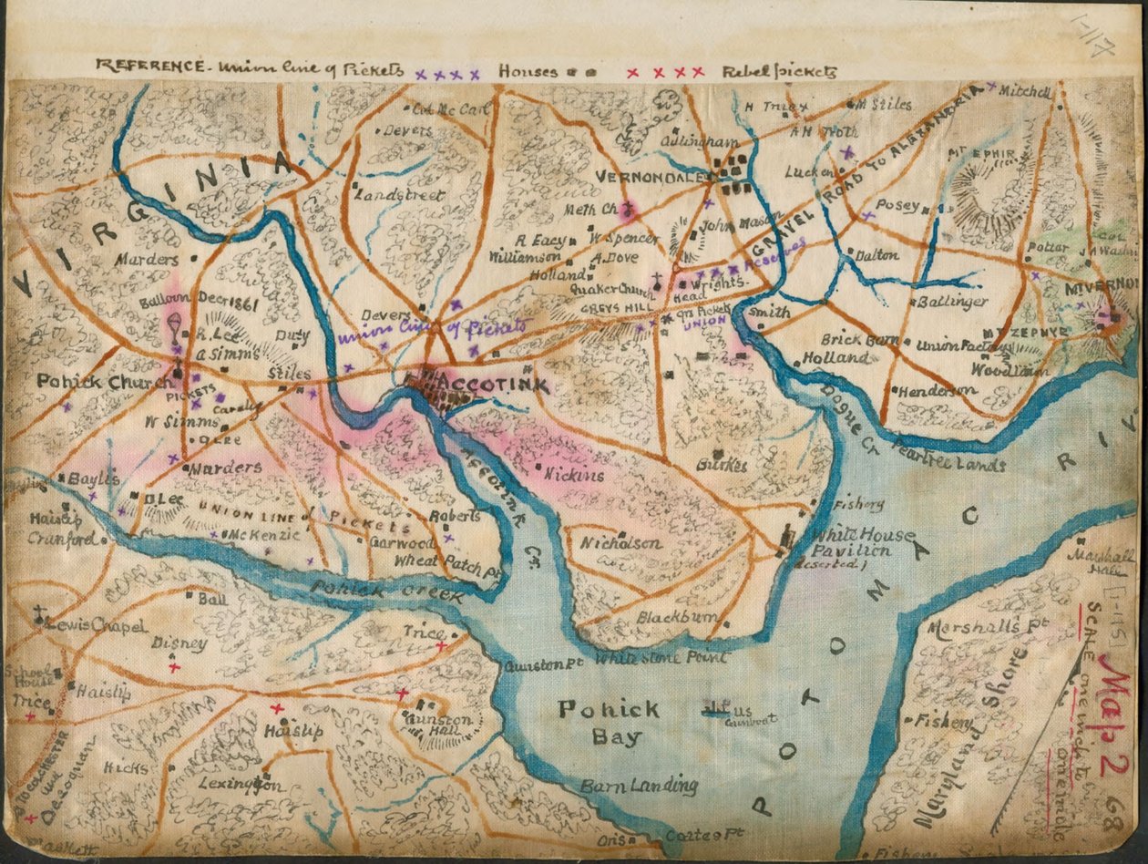 Map of the Lower Potomac River Showing Picket Lines, January 1862 by Robert Knox Sneden