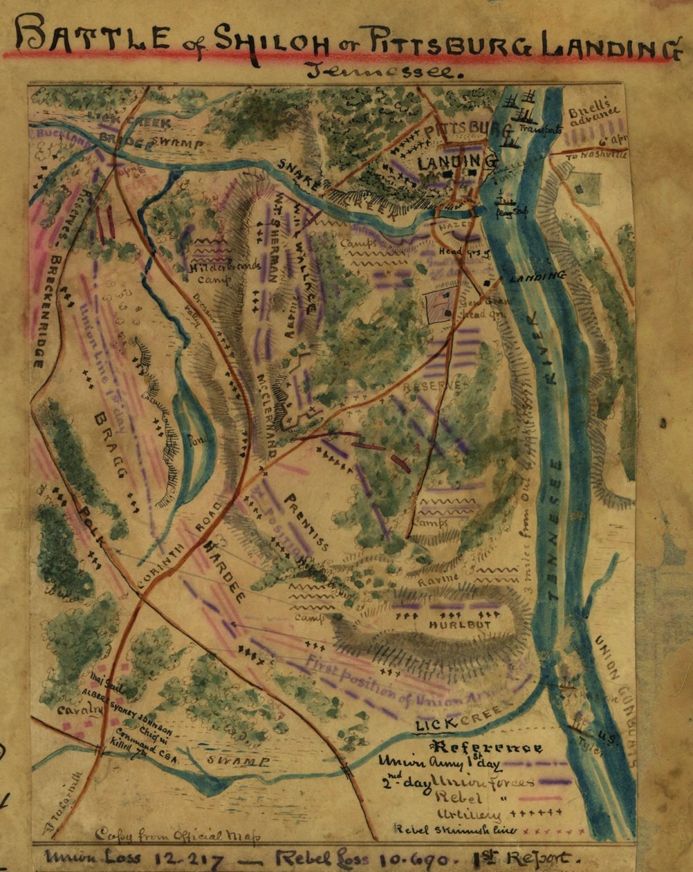Battle of Shiloh or Pittsburg Landing, Tennessee by Robert Knox Sneden