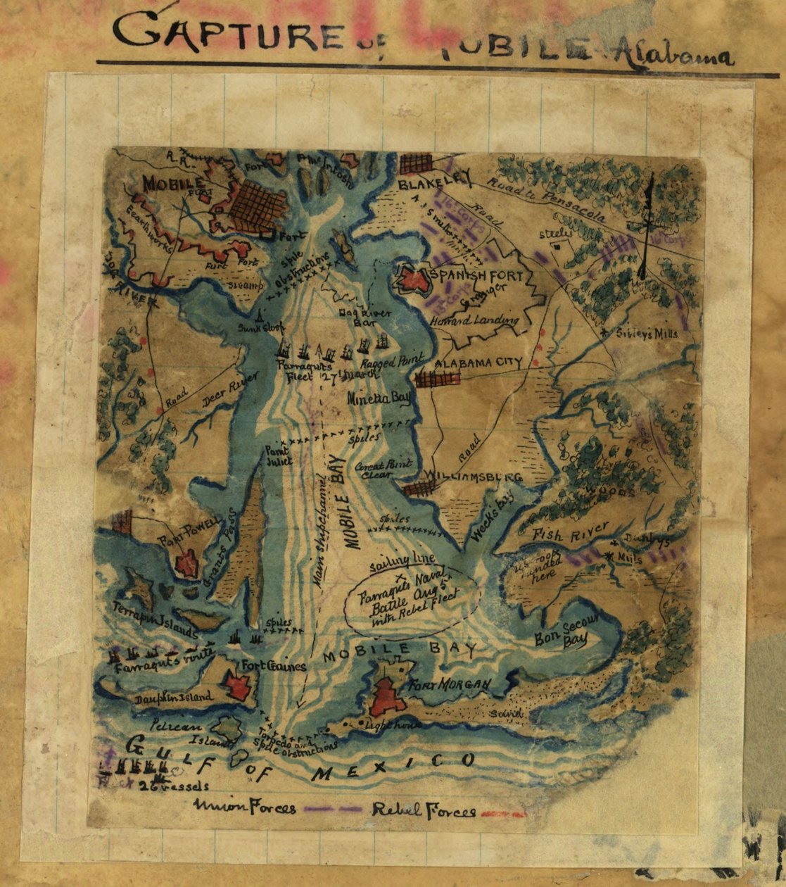 Capture of Mobile, Alabama by Robert Knox Sneden