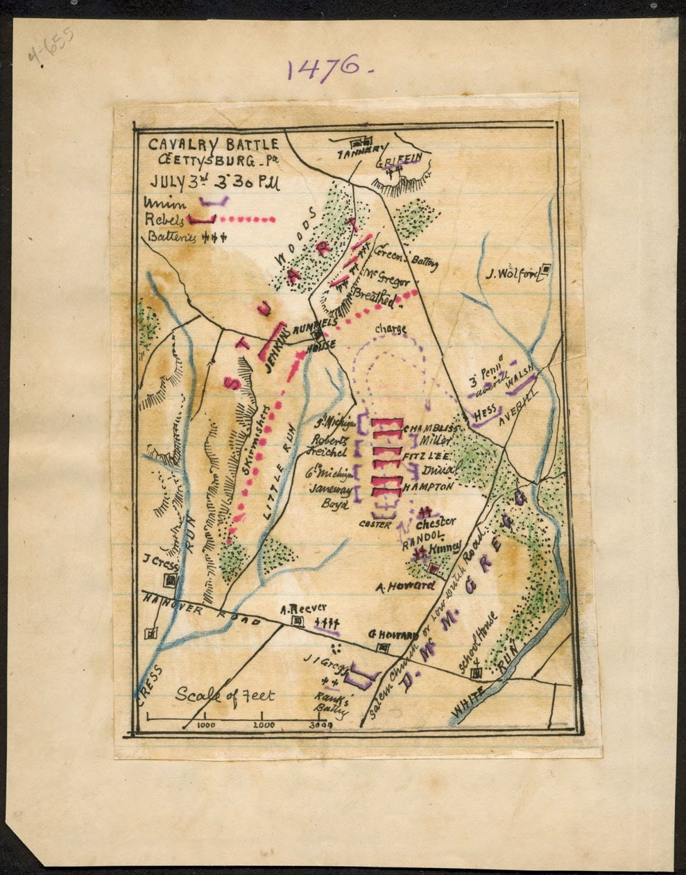 Cavalry Battle, Gettysburg, Pa. July 3rd 3:30 p.m. by Robert Knox Sneden