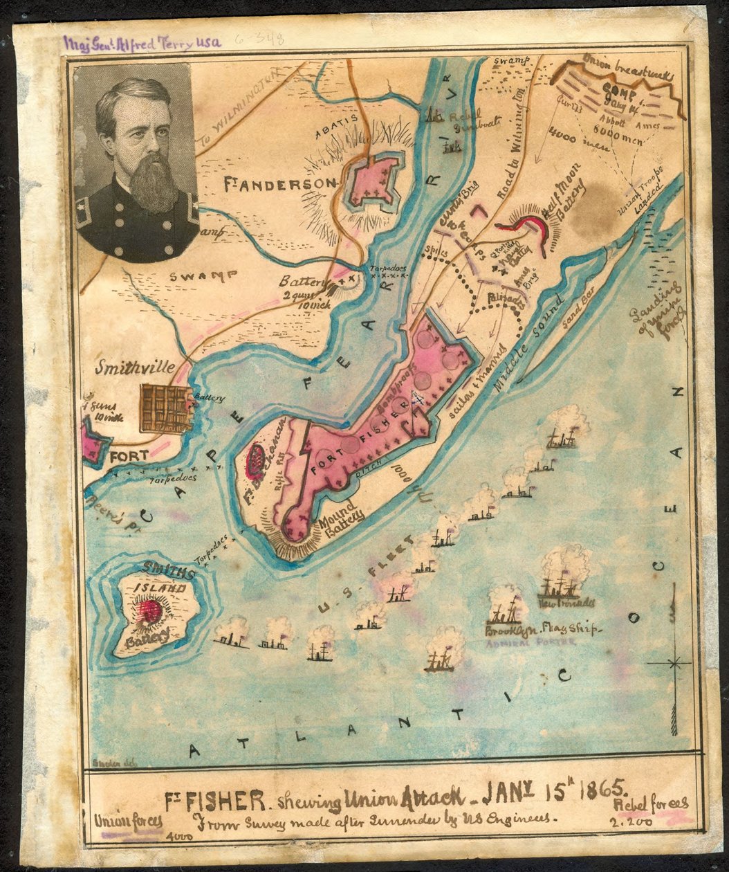 Fort Fisher Showing Union Attack, January 15th 1865 by Robert Knox Sneden