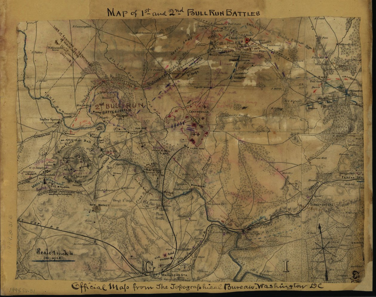 Map of 1st and 2nd Bull Run Battles by Robert Knox Sneden