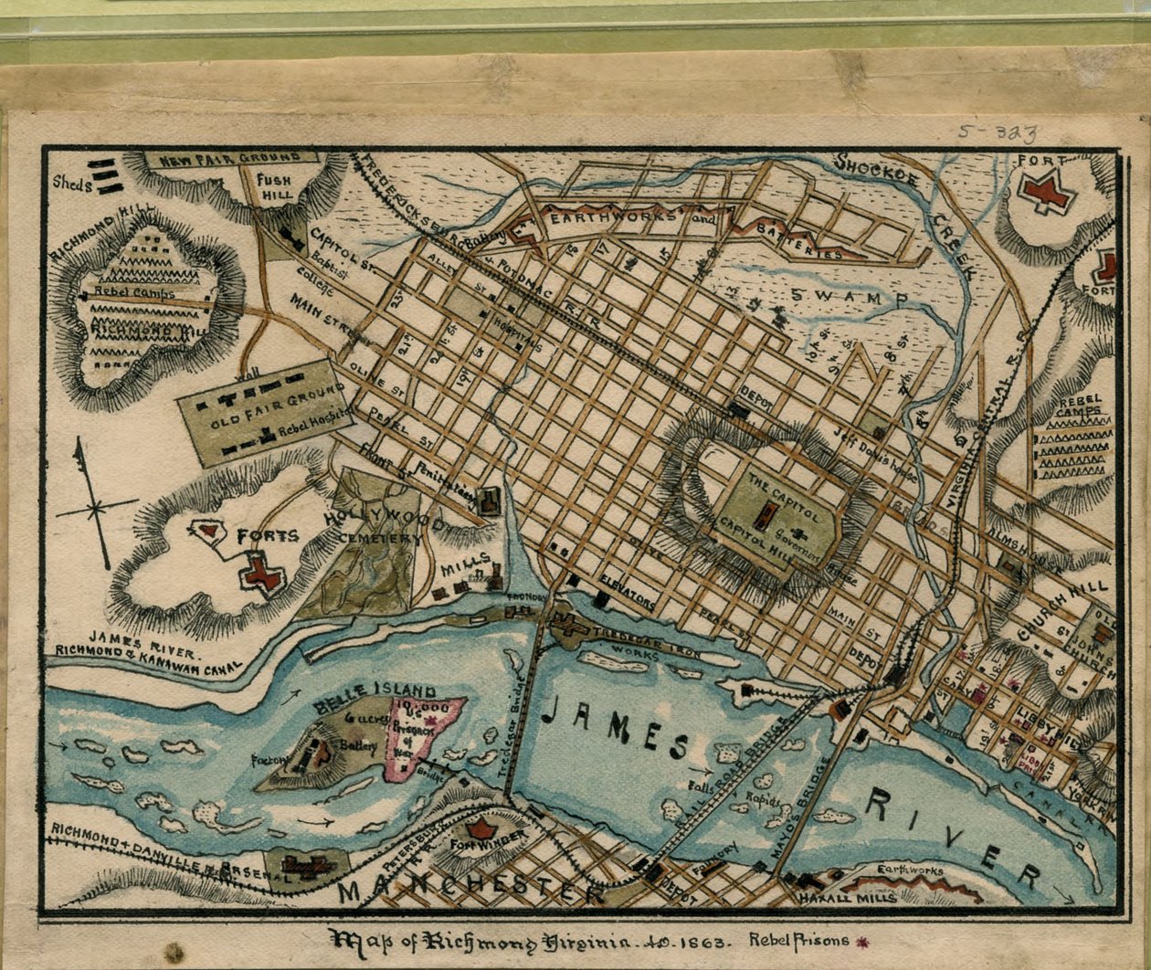 Map of Richmond, Virginia, 1863 by Robert Knox Sneden
