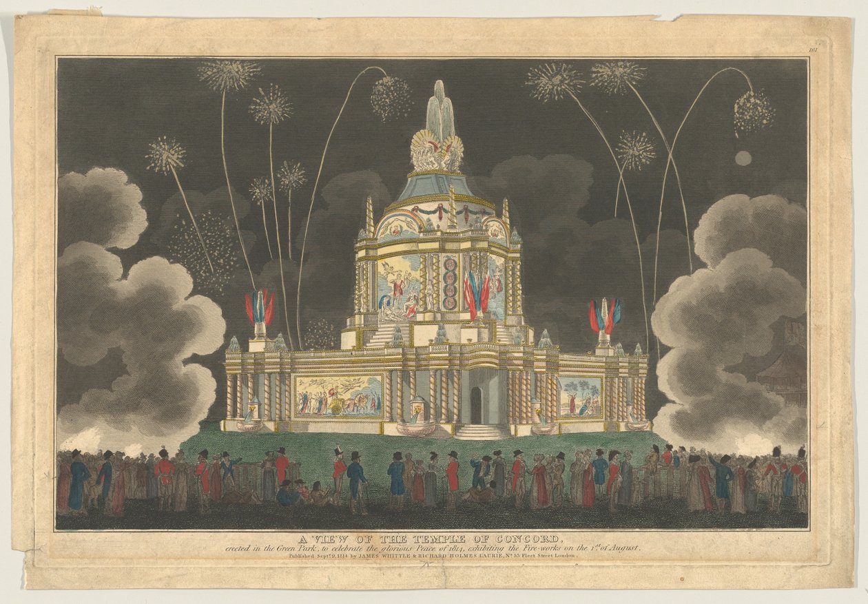 A View of the Temple of Concord Erected in the Green Park, to Celebrate the G... by Robert Laurie