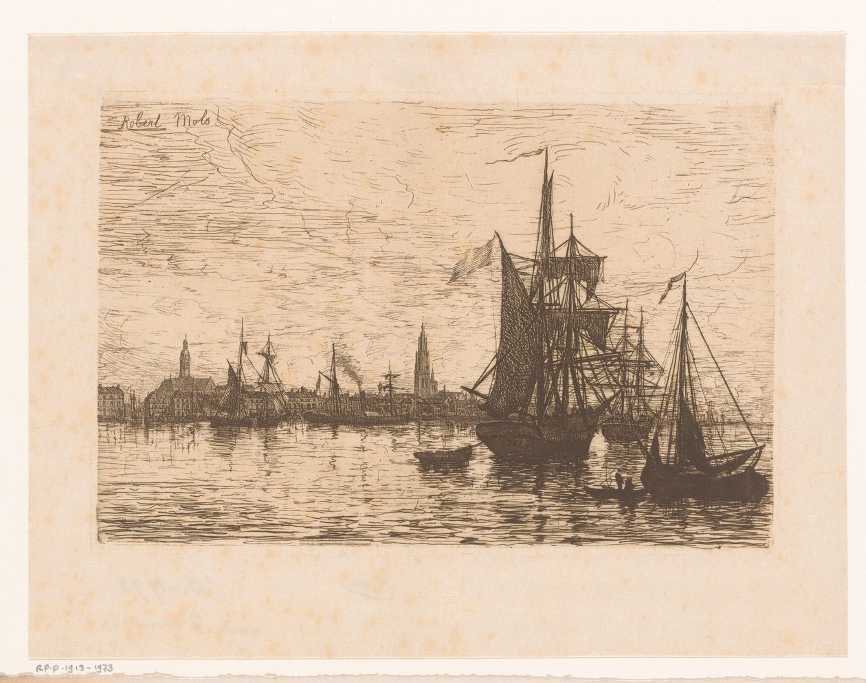 View of Antwerp with Ships in the Foreground by Robert Mols