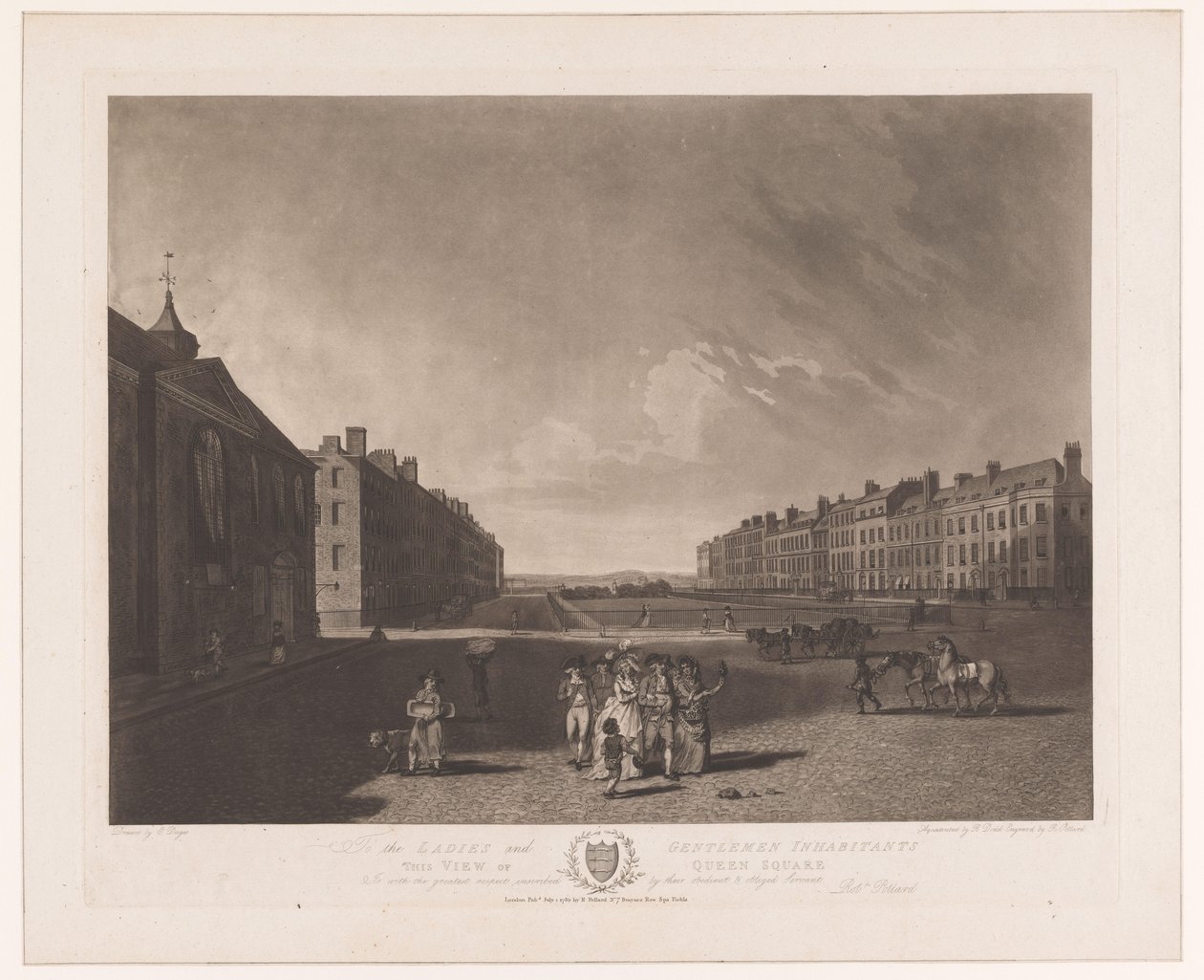 View of Queen Square in London by Robert Pollard (I)