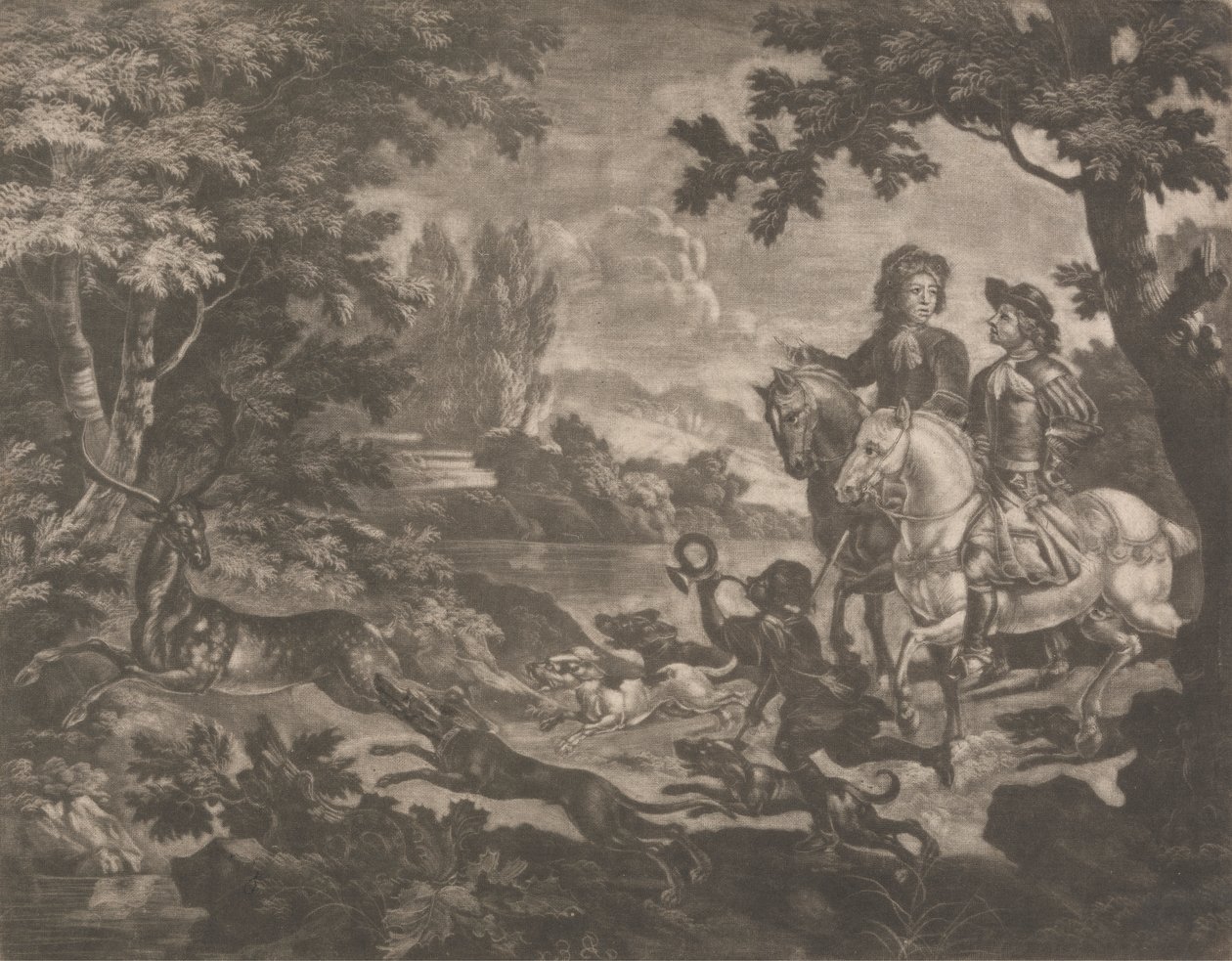 Huntsmen Chasing a Stag by Robert Robinson