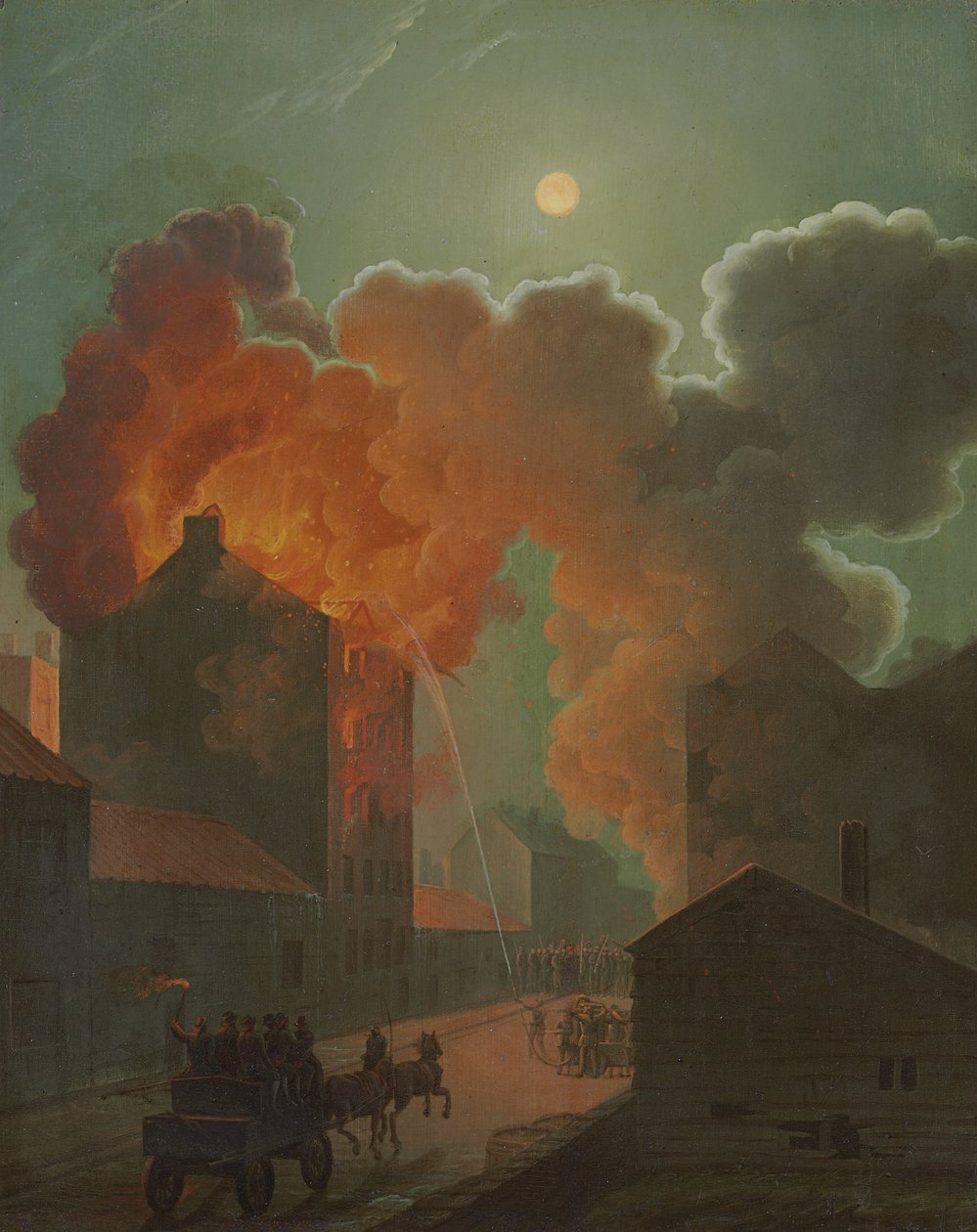 A Fire in Boston by Moonlight by Robert Salmon