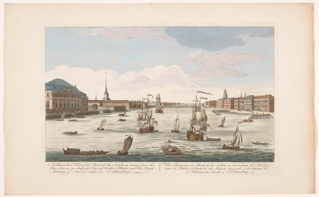 View of the Neva River in Saint Petersburg, Looking Downstream by Robert Sayer (possibly)