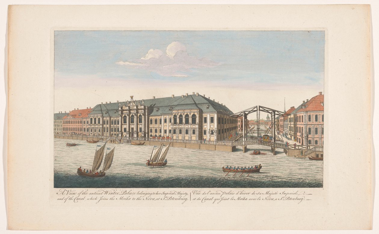 View of the Winter Palace and the Canal Between the Rivers Mojka and Neva in Saint Petersburg by Robert Sayer (possibly)