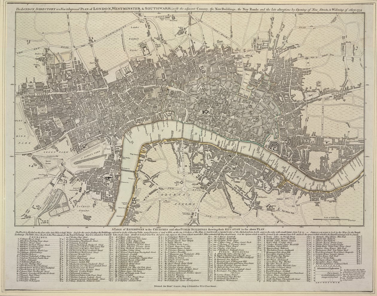 A Plan of London, Westminster and Southwark by Robert Sayer