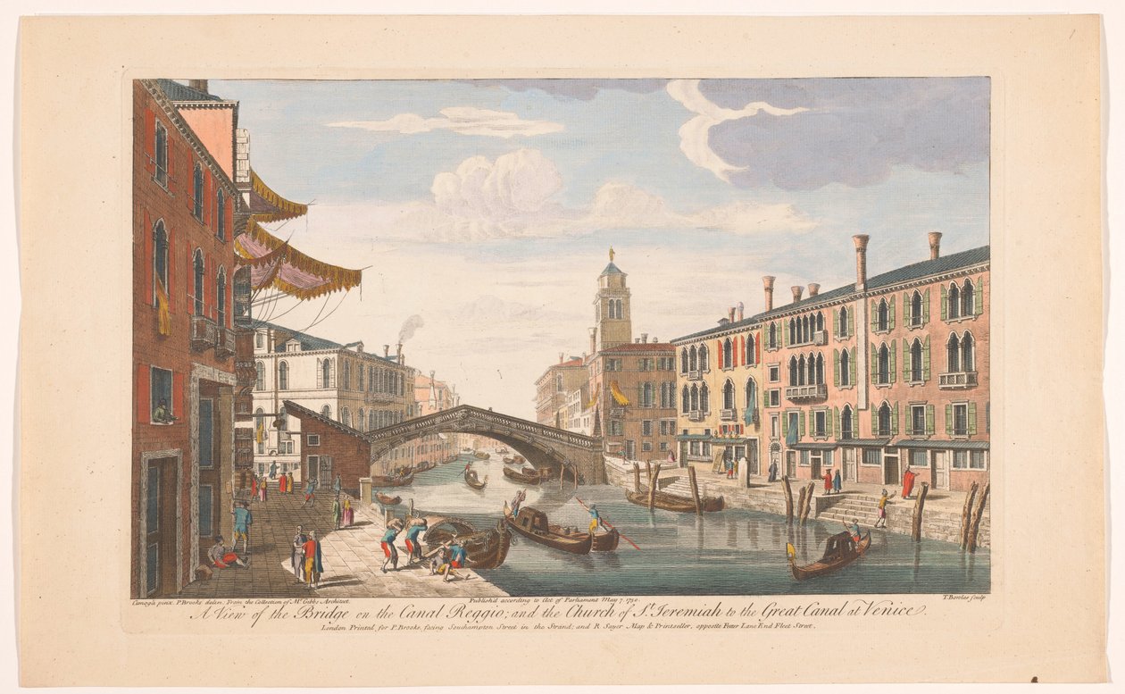 View of the Ponte delle Guglie over the Canale di Cannaregio in Venice by Robert Sayer