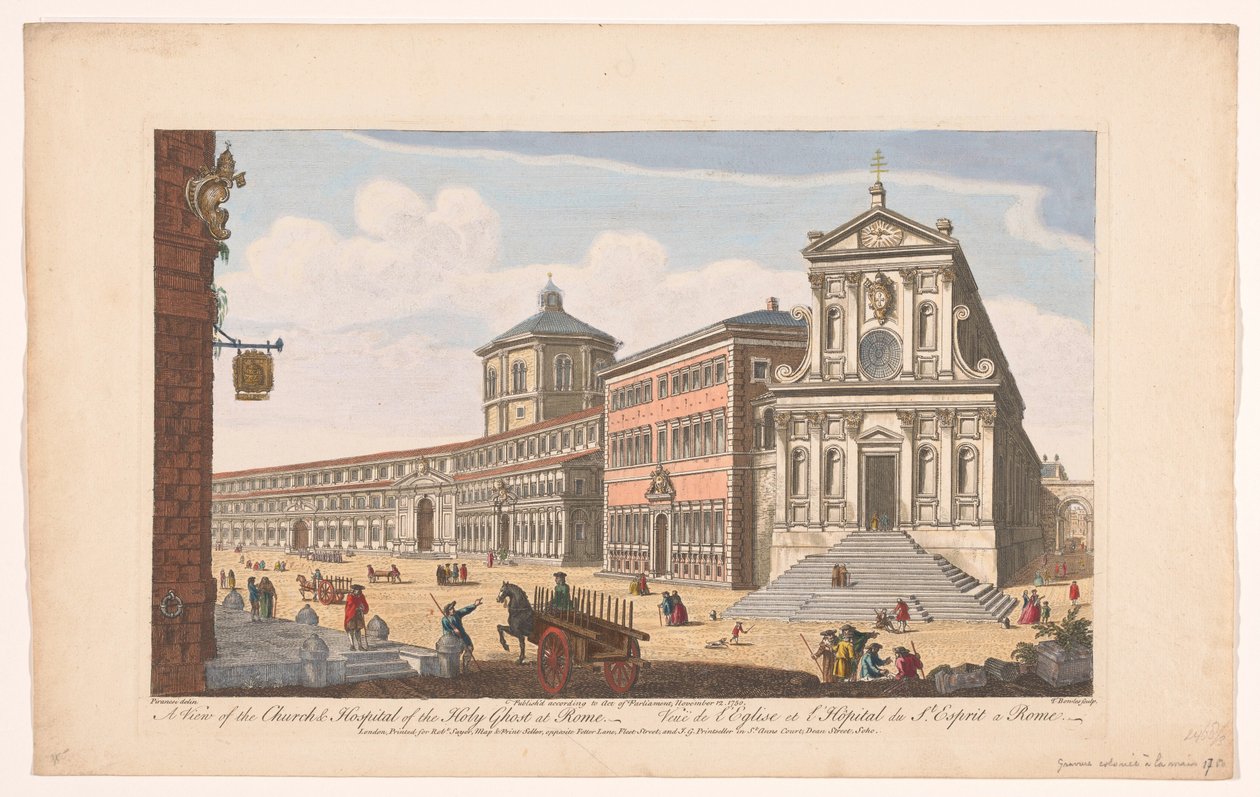 View of the Church & Hospital of the Holy Ghost at Rome by Robert Sayer