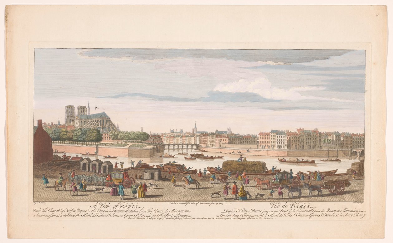 View of the City of Paris from the Quai de Miramion (Paris series) by Robert Sayer