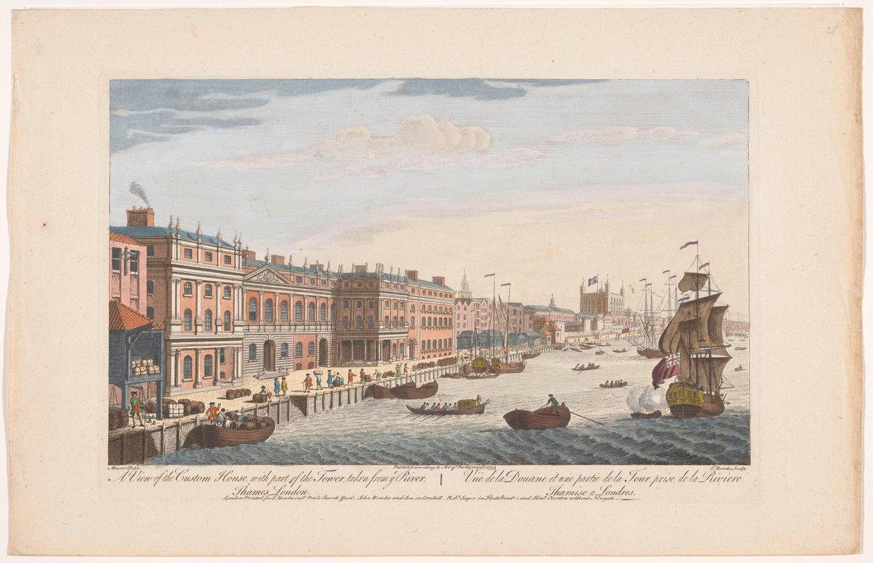 View of the Custom House on the River Thames in London (London series) by Robert Sayer