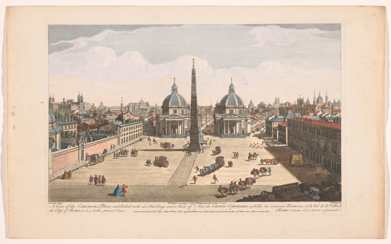 View of the Piazza del Popolo in Rome by Robert Sayer
