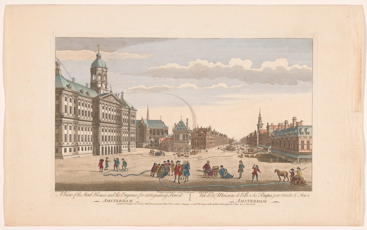 View of the Town Hall in Amsterdam with Firefighters on the Dam by Robert Sayer