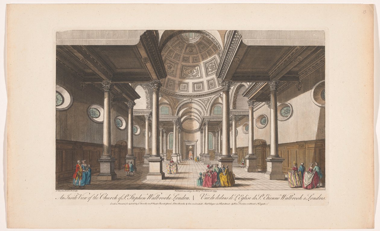 View of the Interior of St. Stephen Walbrook Church in London by Robert Sayer