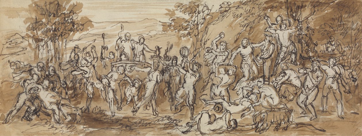 Figure Study of a Bacchanalia Celebration in a Wooded Landscape by Robert Smirke