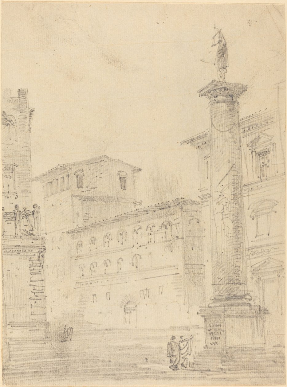 Figures on a Roman Piazza by Robert Smith
