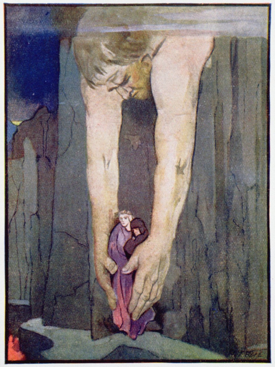 Antaeus setting down Virgil and Dante in the Last Circle of Hell by Robert Traill Rose