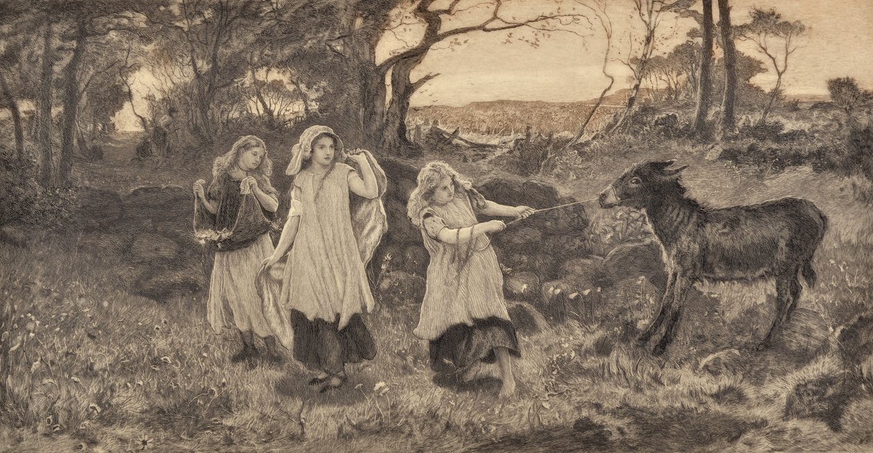 Three Girls and a Donkey by Robert Walker Macbeth