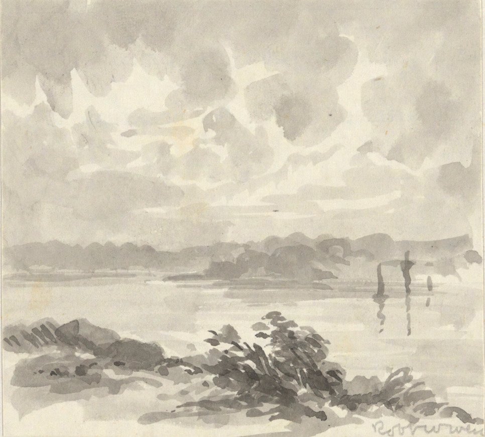 Landscape - View of a Lake and Hills by Robert Walter Weir