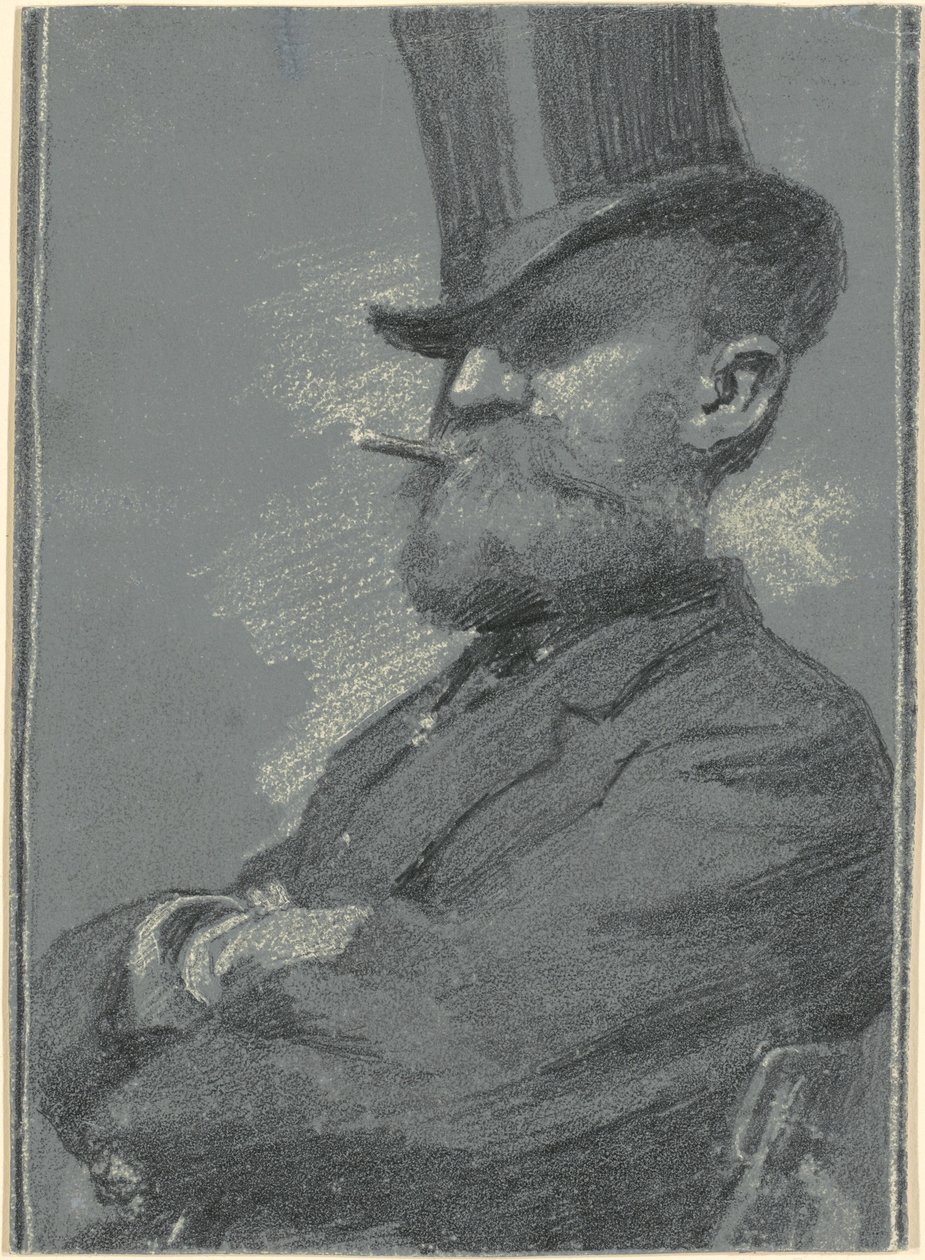 Man in Top Hat, Smoking a Cigar by Robert William Vonnoh