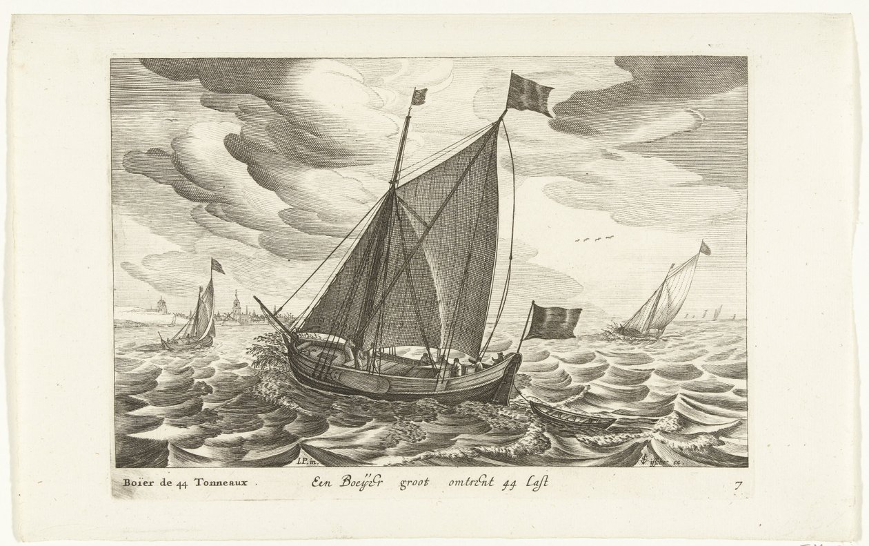 Boats (series title: Dutch Ship Types, 1627) by Robert de Baudous (possibly)