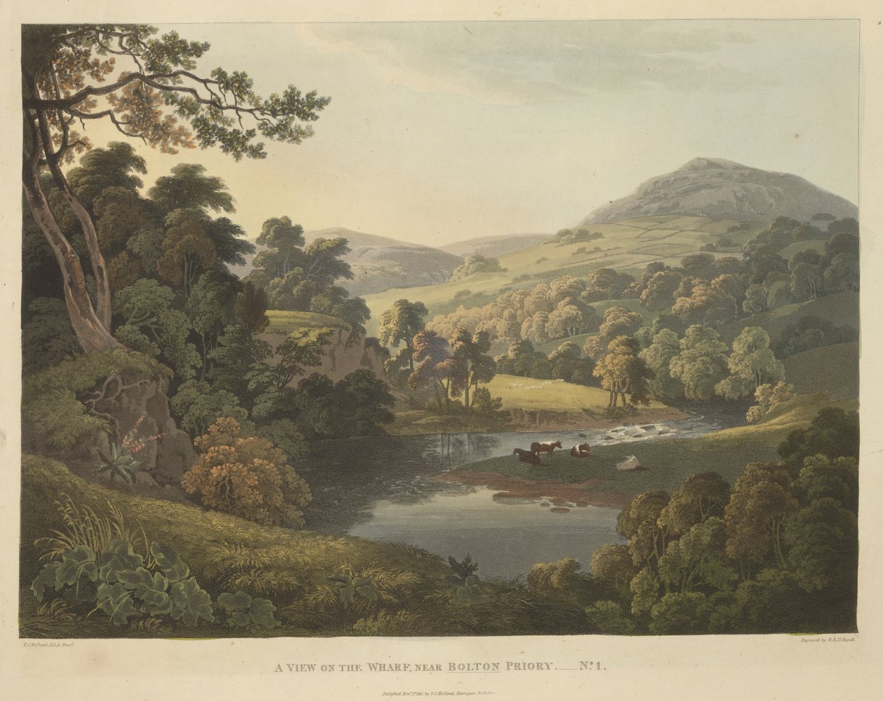 A View on the Wharf, near Bolton Priory by Robert the Elder Havell