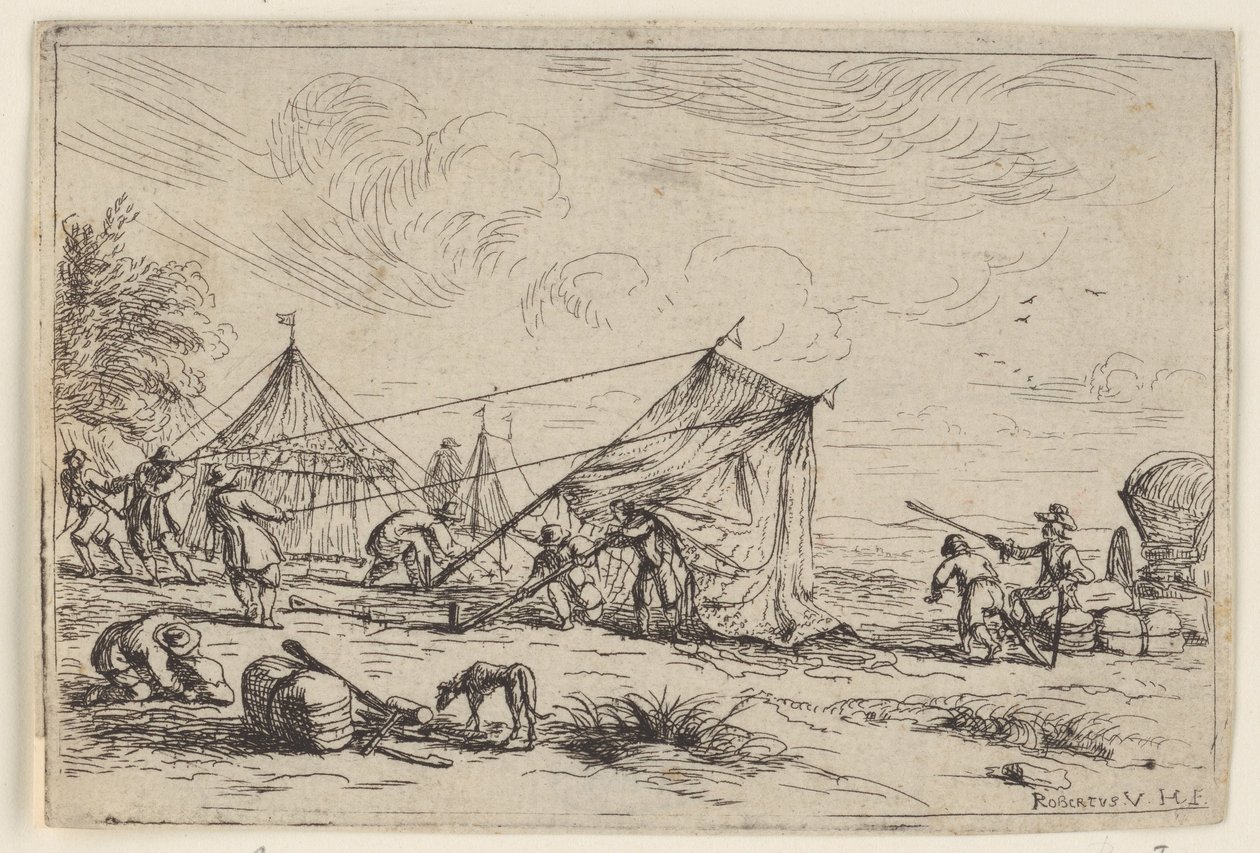 Setting Up a Tent (Various Campsites) by Robert van den Hoecke