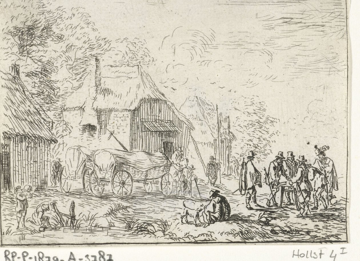 Soldiers by Two Carts by Robert van den Hoecke