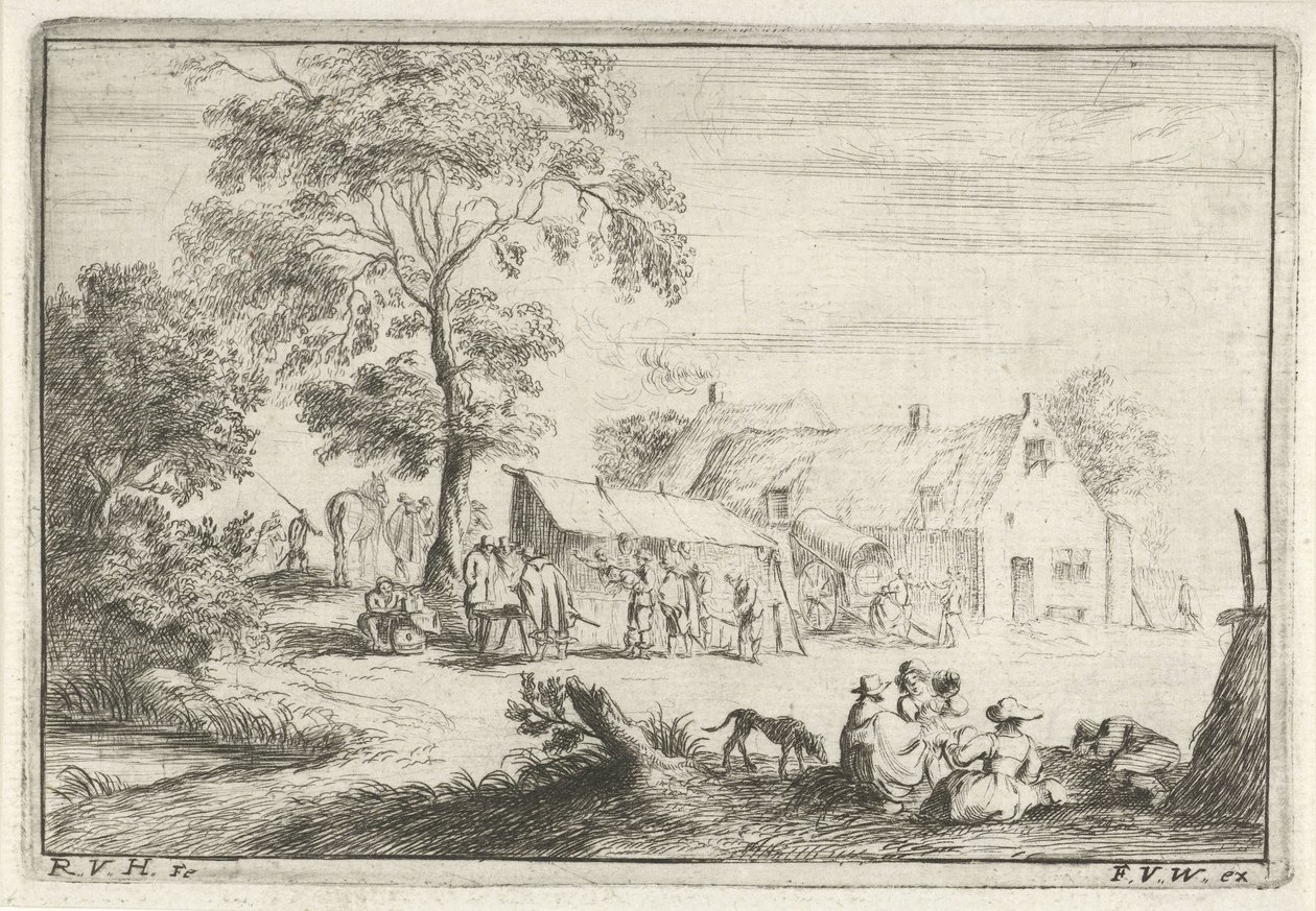 Tent in Front of a Farm (Various Camps Series) by Robert van den Hoecke