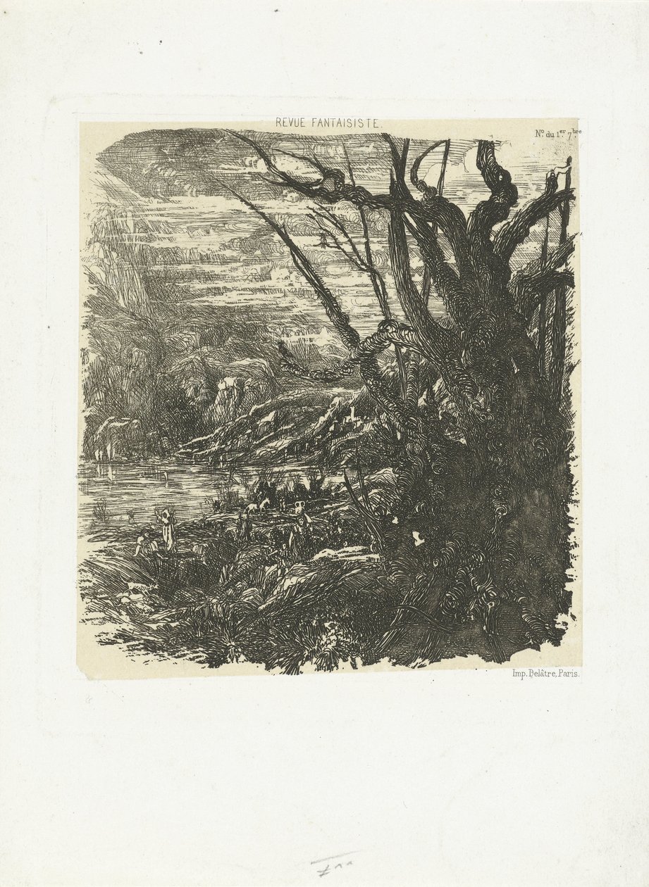 Mountain Landscape with Lake by Rodolphe Bresdin