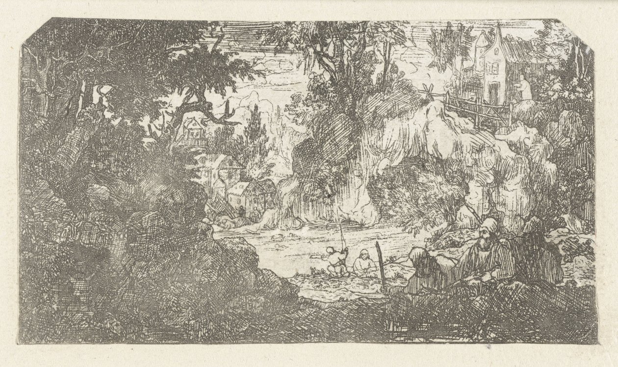 Landscape with Resting Travelers by Rodolphe Bresdin