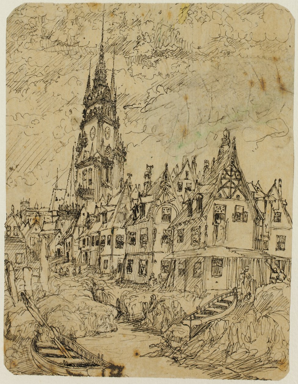 Maritime Village by Rodolphe Bresdin